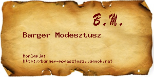 Barger Modesztusz névjegykártya